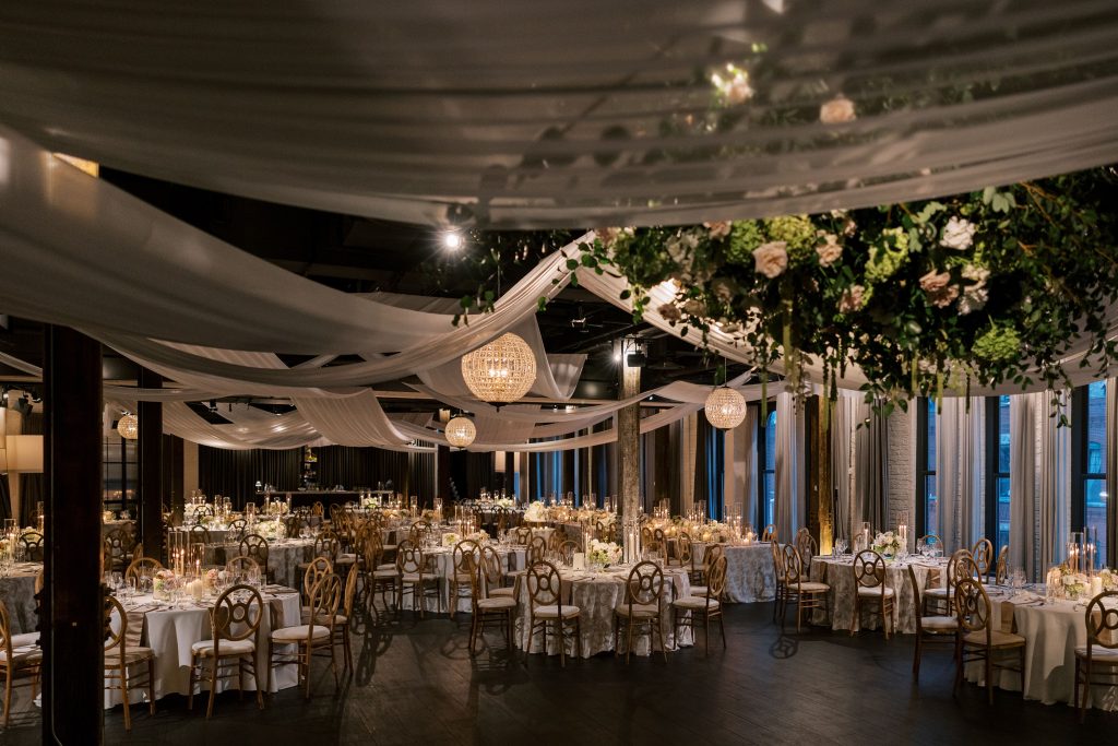 the dalcy, ceiling drape, chandeliers